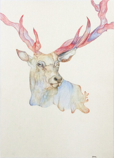 Drawing titled "Le Cerf #1" by Emma Plesse, Original Artwork, Pencil