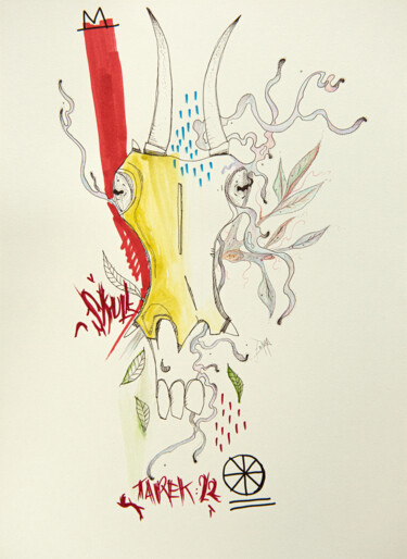 Рисунок под названием "Skull" - Emma Plesse, Подлинное произведение искусства, Карандаш