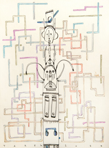Dibujo titulada "Totemik" por Emma Plesse, Obra de arte original, Lápiz
