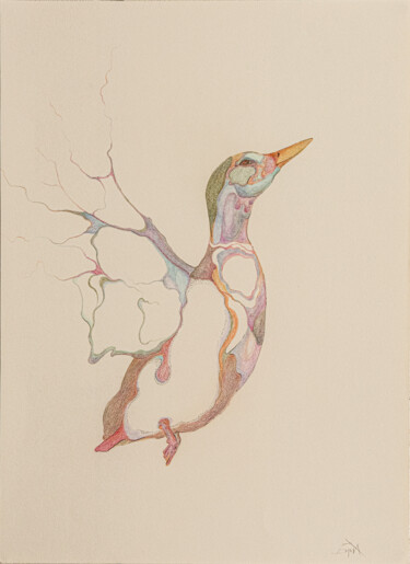 Dessin intitulée "Le Canard #2" par Emma Plesse, Œuvre d'art originale, Crayon