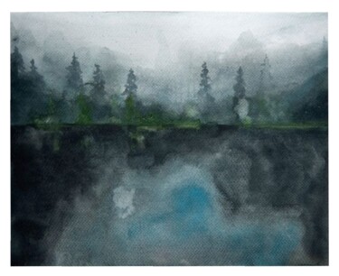 Painting titled "Aquarelle lac" by Emma Plesse, Original Artwork, Watercolor