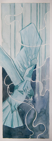 Peinture intitulée "Corbeau bleu #1" par Emma Plesse, Œuvre d'art originale, Aquarelle