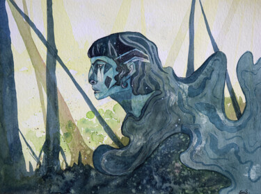 Malerei mit dem Titel "Esprit de la forêt…" von Emma Plesse, Original-Kunstwerk, Aquarell