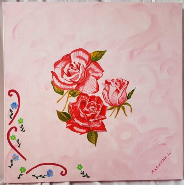 Peinture intitulée "Rode rozen." par Emma, Œuvre d'art originale, Acrylique
