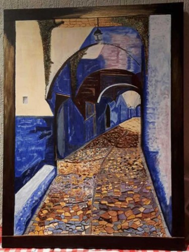 Painting titled "The blue city / De…" by Emma, Original Artwork, Acrylic