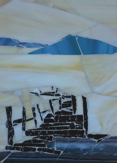 Cold shore Collages intitulée "Cold shore" par Emma Rybnikova, Œuvre d'art originale, Collages