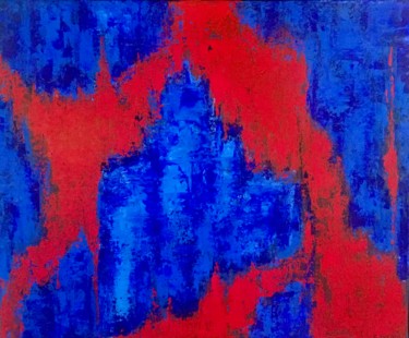 Painting titled "Red and blue" by Emmanuelle Biscara, Original Artwork, Acrylic Mounted on Wood Stretcher frame