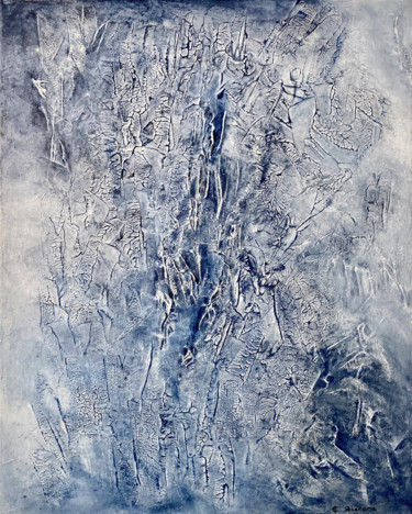 제목이 "Nervures"인 미술작품 Emmanuelle Biscara로, 원작, 아크릴 나무 들것 프레임에 장착됨