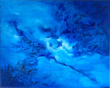 Peinture intitulée "Lost in the blue N°1" par Emmanuelle Biscara, Œuvre d'art originale, Acrylique Monté sur Châssis en bois