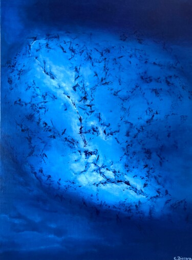 Painting titled "Lost in the blue N°3" by Emmanuelle Biscara, Original Artwork, Acrylic Mounted on Wood Stretcher frame