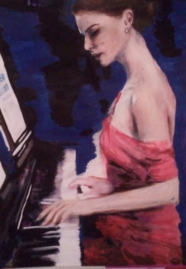 Painting titled "Music" by Emma Khydyrova, Original Artwork, Oil