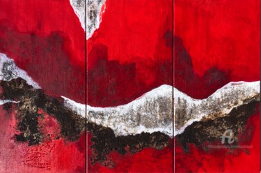Peinture intitulée "Triptyque Rouge & B…" par Emma Lapassouze, Œuvre d'art originale, Acrylique