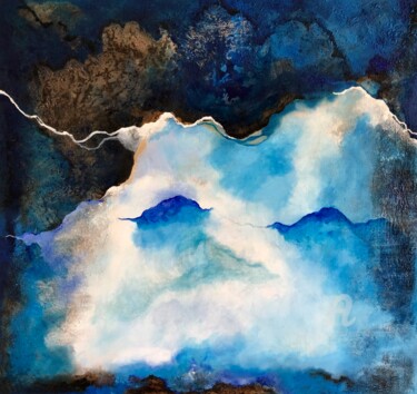 Malerei mit dem Titel "Grand bleu après l'…" von Emma Lapassouze, Original-Kunstwerk, Acryl