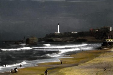 Peinture intitulée "Le phare d'Anglet" par Emma Laroche, Œuvre d'art originale