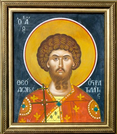 Ζωγραφική με τίτλο "Saint Theodore the…" από Emmanouel Roukoudis, Αυθεντικά έργα τέχνης, Λάδι