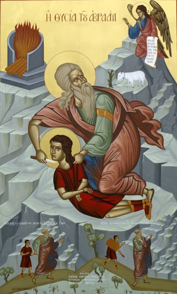 Painting titled "The sacrifice of Ab…" by Emmanouel Roukoudis, Original Artwork, Acrylic
