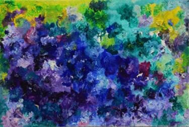 Painting titled "Blue and purple" by Emmanuel Beckrich, Original Artwork, Oil