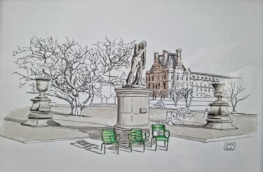 Drawing titled "Profondeur du jardi…" by Emmanuel Forgues, Original Artwork, Marker