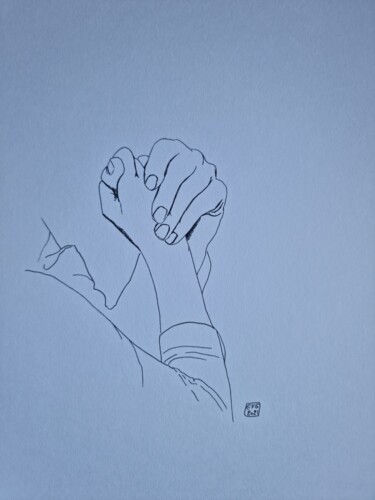 Рисунок под названием "Esquisser un Tango" - Emmanuel Forgues, Подлинное произведение искусства, Чернила