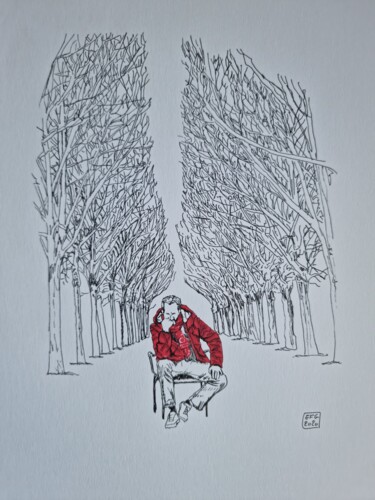 Рисунок под названием "Nous y etions" - Emmanuel Forgues, Подлинное произведение искусства, Карандаш