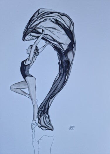 Desenho intitulada "ballerine" por Emmanuel Forgues, Obras de arte originais, Lápis