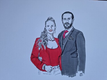 Zeichnungen mit dem Titel "couple de Maestros" von Emmanuel Forgues, Original-Kunstwerk, Bleistift