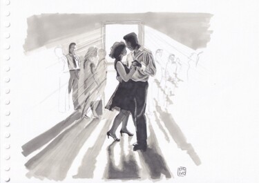 Drawing titled "Ambiance Tango" by Emmanuel Forgues, Original Artwork, Marker