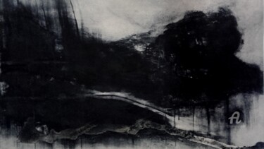 Gravures & estampes intitulée "Paysage noir" par Emmanuel Gatti, Œuvre d'art originale