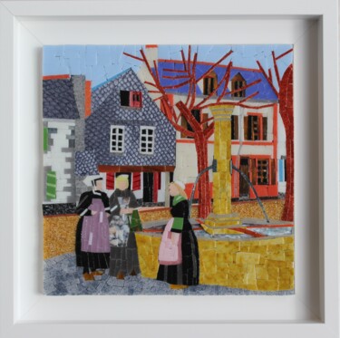 Collages titled "LA FONTAINE" by Emmanuel Landais, Original Artwork, Collages Mounted on Wood Panel