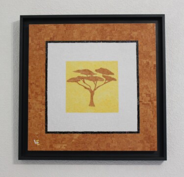 Collages intitulée "CARRE D'AFRIQUE" par Emmanuel Landais, Œuvre d'art originale, Collages Monté sur Panneau de bois