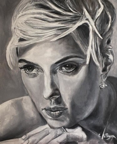 Peinture intitulée "Scarlett Johansson" par Emmanuel Le Pogam, Œuvre d'art originale, Huile