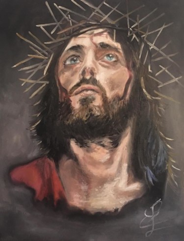 Painting titled "CHRIST" by Emmanuel Le Pogam, Original Artwork, Oil