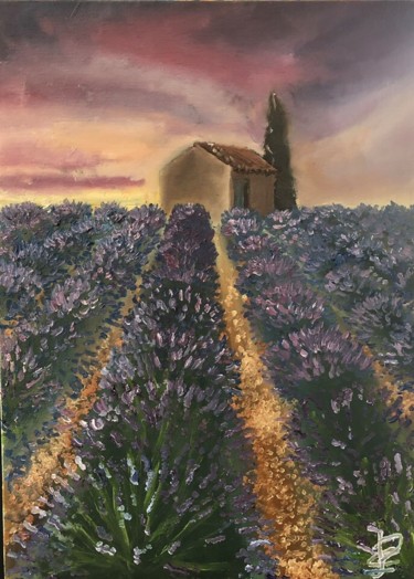 Les Lavandes Peinture intitulée "Les Lavandes" par Emmanuel Le Pogam, Œuvre d'art originale, Huile