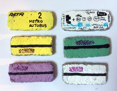 Scultura intitolato "Metro Tickets" da Emmanuel Mousset, Opera d'arte originale, Acrilico