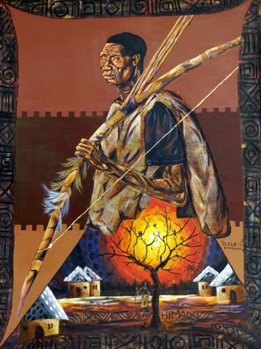 Painting titled "Cultural Heritage (…" by Emmanuel Olaleye, Original Artwork, Acrylic Mounted on Wood Stretcher frame