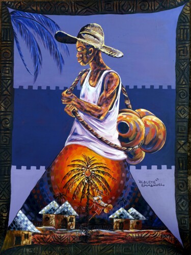 Painting titled "Cultural Heritage (…" by Emmanuel Olaleye, Original Artwork, Acrylic Mounted on Wood Stretcher frame