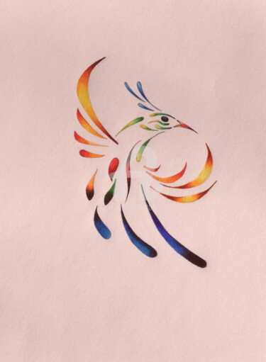 Dessin intitulée "colibri" par Emmanuel Pagnac, Œuvre d'art originale, Aquarelle