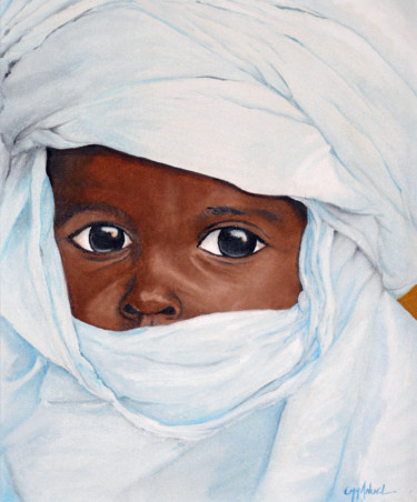 Peinture intitulée "enfant du désert" par Emmanuel Pondevie, Œuvre d'art originale, Huile
