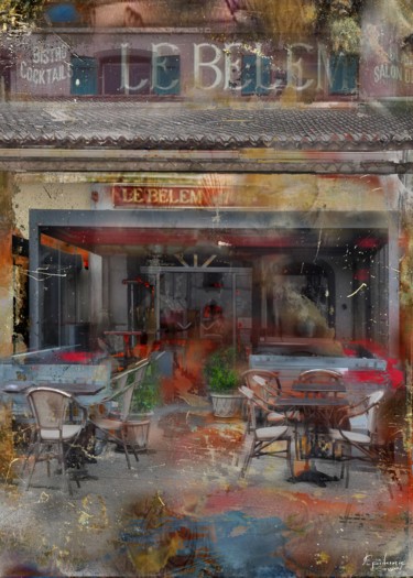 Digitale Kunst mit dem Titel "Bar, Marseillan" von Epidermic Session, Original-Kunstwerk, Digitale Malerei