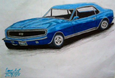 Drawing titled "CAMARO SS" by Emmanuel Vallejo, Original Artwork, Pencil