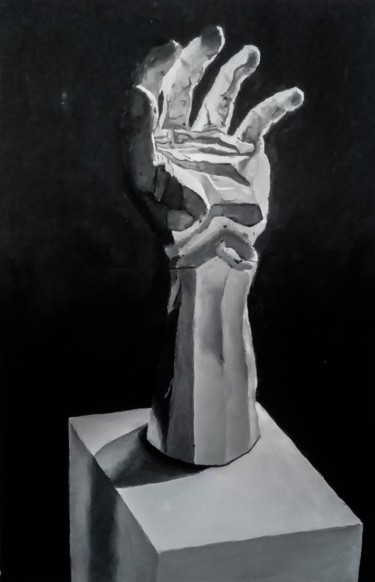 Malerei mit dem Titel "Modelo de una mano" von Emmanuel Vallejo, Original-Kunstwerk, Acryl
