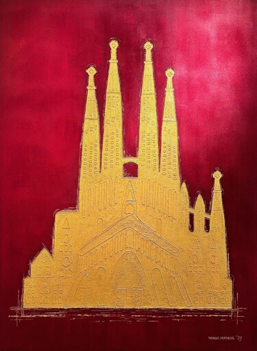 Pintura intitulada "Hommage à Gaudi" por Emmanuel Xavier Verneuil, Obras de arte originais, Acrílico Montado em Armação em m…
