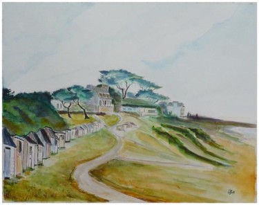 Peinture intitulée "Douarnenez: Cabanes…" par Emmanuel Bochet, Œuvre d'art originale, Huile