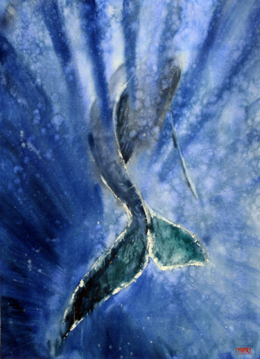 Straight into the darkness Peinture intitulée "Straight into the d…" par Manu - Emmanuele Cammarano, Œuvre d'art originale, Aquarelle