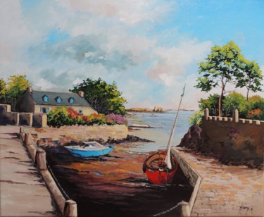Peinture intitulée "L'île de bréhat, le…" par Emmanuel Henry, Œuvre d'art originale, Huile Monté sur Châssis en bois