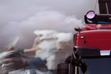 Photography titled "moto fire truck" by Emmanuel Jahan, Original Artwork