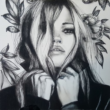 Drawing titled "flowers" by Emmanuelle Aparicio, Original Artwork, Graphite