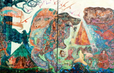 Peinture intitulée "Alice en pays chama…" par Emaëlle, Œuvre d'art originale