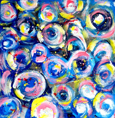 Painting titled "Fleurs d'étoiles" by Em'Art, Original Artwork, Acrylic