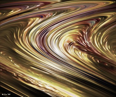 Arts numériques intitulée "Golden Flood - Or F…" par Em'Art, Œuvre d'art originale, Peinture numérique